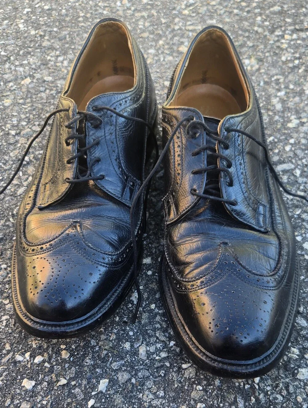 Florsheim Imperial Kenmoor Vintage Black Pebble Grain Longwing Shoes 11.5 D